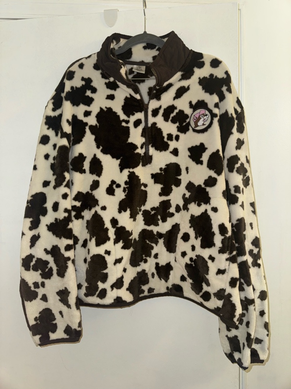 Cow Print Fleece Pullover Jacket - Women